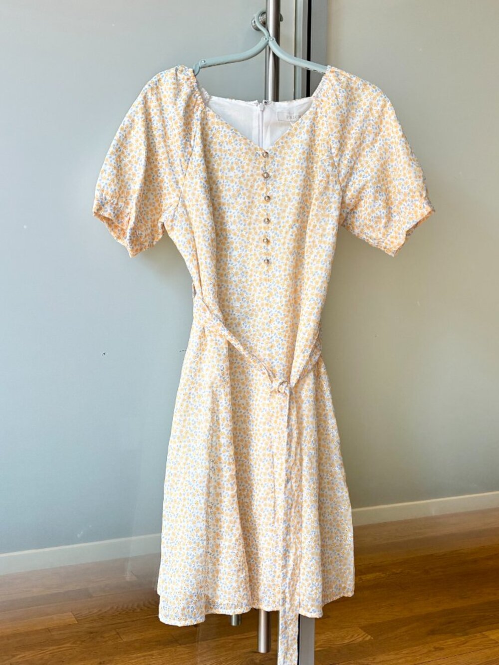 Yellow Flower Short Sleeve Dress - Prich
